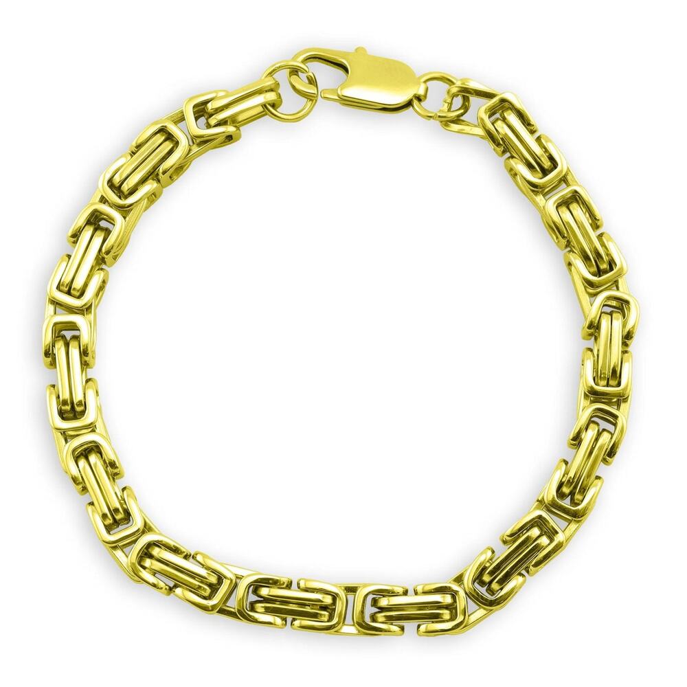 9" Stainless Steel 10mm Gold Plated Byzantine Link Ankle Bracelet